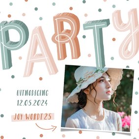 Uitnodiging pastel party met confetti 