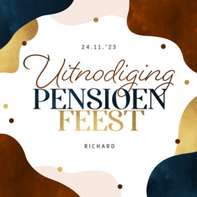 Uitnodiging pensioenfeest stijlvol modern confetti goud