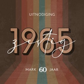 Uitnodiging retro 3d 1965 lijnen gekleurd zestig jaar