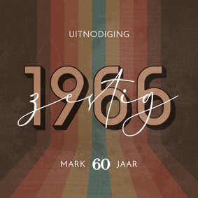 Uitnodiging retro 3d 1966 lijnen gekleurd zestig jaar