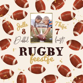 Uitnodiging rugby feestje sporten feesten stoer foto
