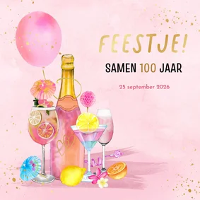 Uitnodiging samen 100 jaar champagne en cocktails