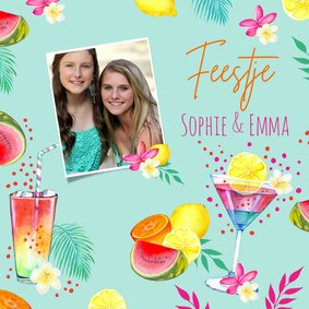 Uitnodiging tropicalfeestje cocktails