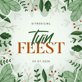 Uitnodiging tuinfeest met plantjes en takjes