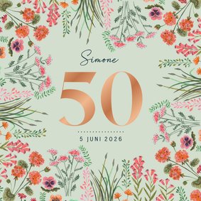 Uitnodiging veldbloemen verjaardagsfeestje 