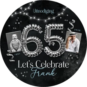 Uitnodiging verjaardag 65 jaar slingers confetti zilver foto