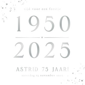 Uitnodiging verjaardag feest 75 jaar met zilverfolie