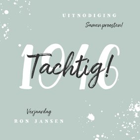 Uitnodiging verjaardag met jaartal en spetters