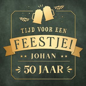 Uitnodiging verjaardagsfeest 50 jaar met bier pullen