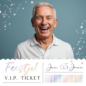 Uitnodiging verjaardagsfeest 65 holografisch foto ticket