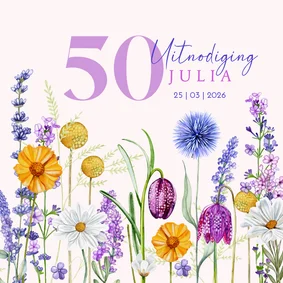 Uitnodiging verjaardagsfeest veldbloemen
