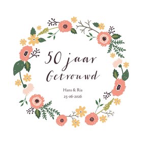 Uitnodiging vijftig jarig huwelijks jubileum bloemen