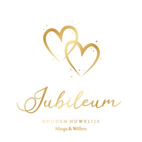 Uitnodiging voor jubileum feest met gouden hartjes