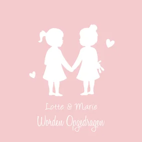 Uitnodiging voor opdraging van meisjes tweeling silhouet