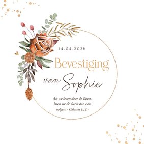 Uitnodiging vormsel droogbloemen stijlvol christelijk krans