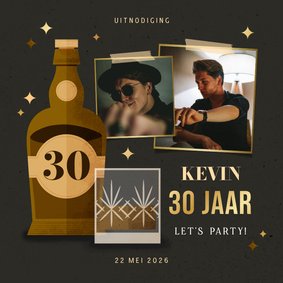 Uitnodiging whisky met foto's 30 jaar aanpasbaar