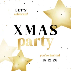 Uitnodiging xmas party met sterren en goud