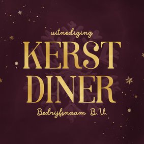 Uitnodiging zakelijke kerst paars sneeuwvlokjes goudlook