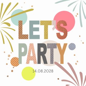 Uitnodigingen Feest - Let's party met bollen en vuurwerk