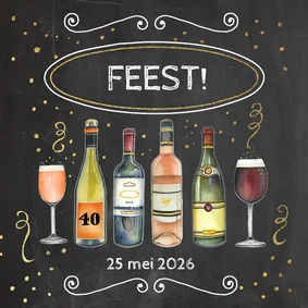 Uitnodigingskaart feest wijn