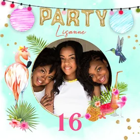 Uitnodigingskaart tropical party
