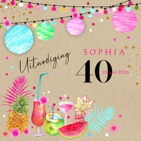 Uitnodigingskaart verjaardag in tropische sfeer
