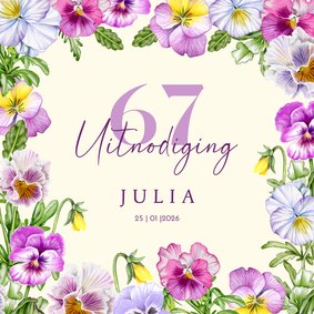 Uitnodigingskaart verjaardag viooltjes