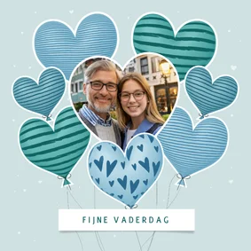 Vaderdag kaart met moderne hartjes ballonnen en eigen foto