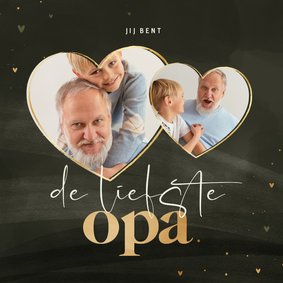 Vaderdagkaart 2 foto's liefste opa donkergroen met hartjes