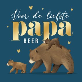 Vaderdagkaart illustratie beren hartjes papabeer goud