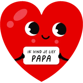 Vaderdagkaart in hartvorm lief rood hartje met oogjes