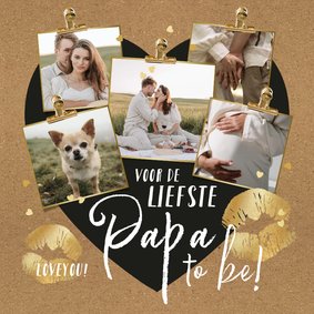 Vaderdagkaart liefste papa (to be) goud kusjes hart collage