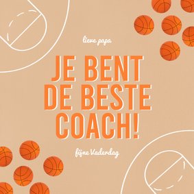 Vaderdagkaart lieve papa en beste coach basketbal sport