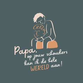 Vaderdagkaart lijntekening jongen op schouders