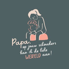 Vaderdagkaart lijntekening meisje op schouders