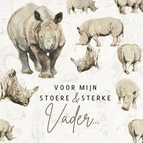 Vaderdagkaart neushoorn voor een stoere en sterke vader