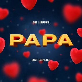 Vaderdagkaart PAPA donkerblauw met rode hartjes