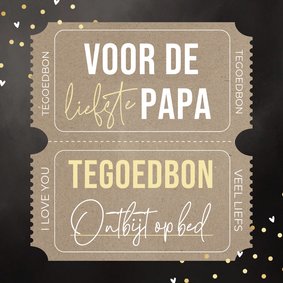 Vaderdagkaart tegoedbon met kraft tickets en gouden confett