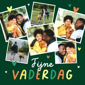 Vaderdagkaart vrolijk fotocollage hartjes fijne Vaderdag