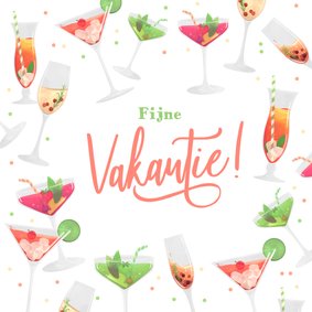 Vakantiekaart cocktails fijne vakantie tropisch