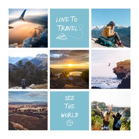 Vakantiekaart fotocollage 'Love to Travel'