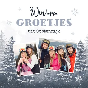 Vakantiekaart groetjes uit Oostenrijk bergen wintersport