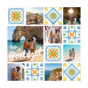 Vakantiekaart mediterraans tegeltjes fotocollage zomer