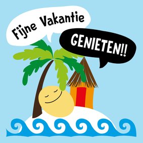 Vakantiekaart - Smiley op eiland