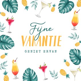 Vakantiekaart tropisch cocktails fijne vakantie geniet ervan