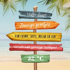 Vakantiekaart tropisch strand palmbomen zonvakantie