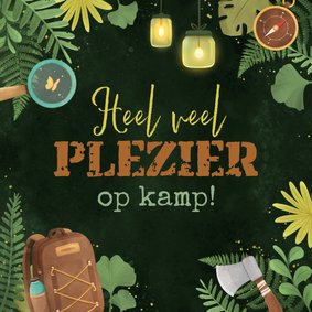 Vakantiekaart veel plezier op kamp survival natuur