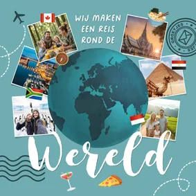 Vakantiekaart wereldreis wereldbol foto's rondreis