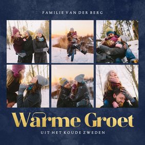 Vakantiekaart wintervakantie warme groet met fotocollage