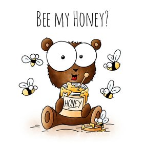 Valentijnskaart beertje - Bee my Honey?